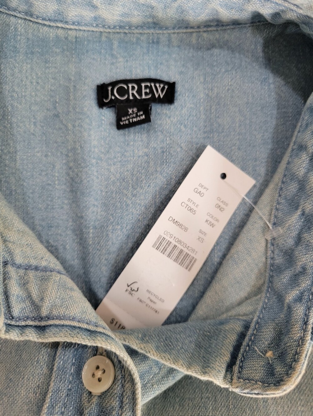 J Crew Étienne cropped button-up shirt in chambray CT065 Size XS - Picture 6 of 6